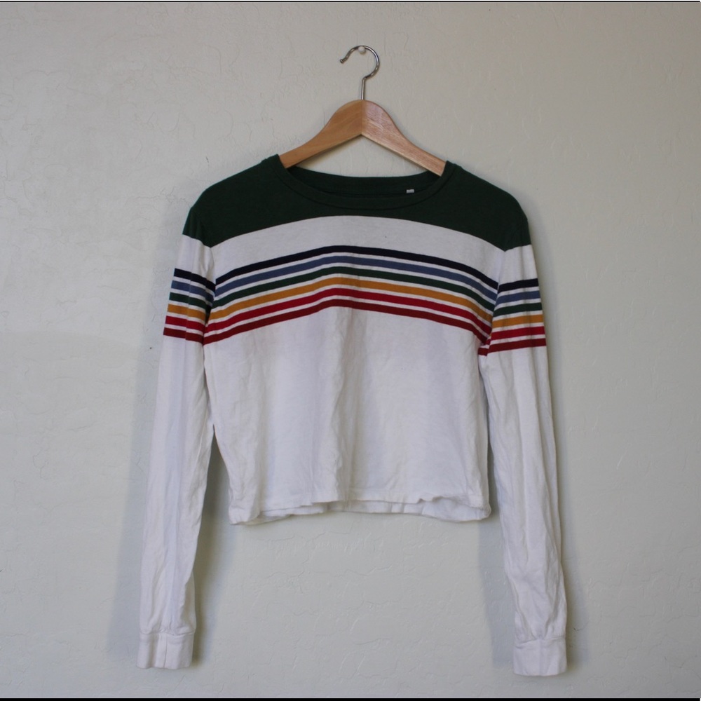 multi-colored long sleeve crop top